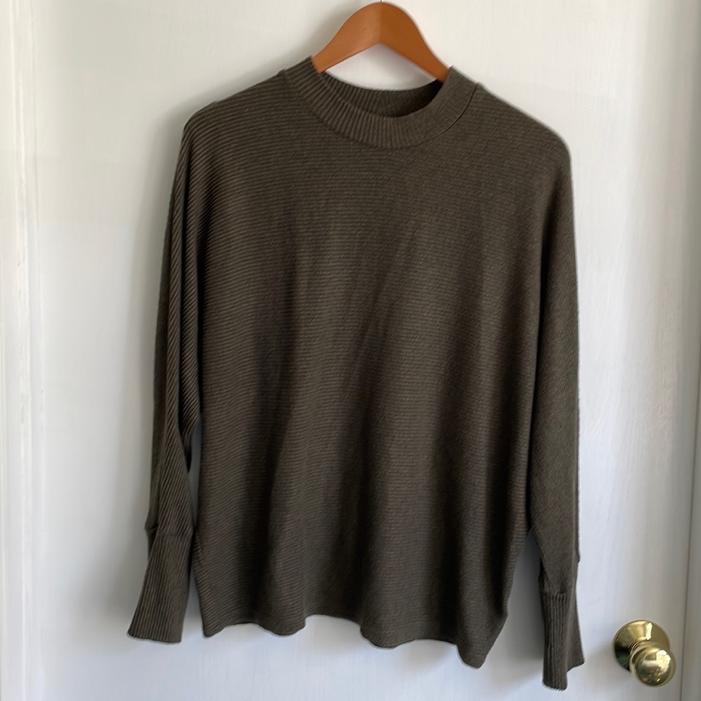Mock Neck Ribbed Pink Rose Top